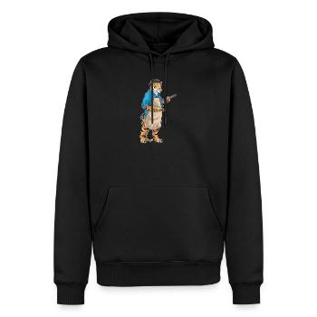 Tiger Maler Pinsel Malen - Männer Premium Bio Hoodie - Schwarz - Vorne - Nico (187cm)