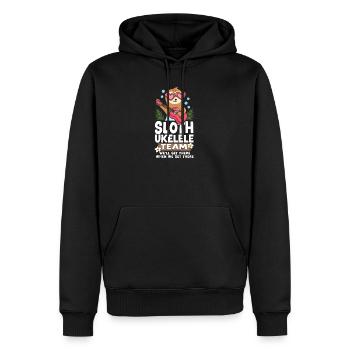Ukulélé hawaïen Ukulélé Paresseux Paresseux - Sweat à capuche Premium bio Homme - noir - Devant - Nico (187cm)