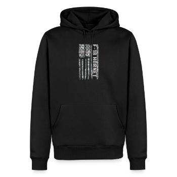 F-18 Hornet Drapeau américain Camouflage militaire F1 - Sweat à capuche Premium bio Homme - noir - Devant - Nico (187cm)
