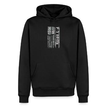 P-3 Orion, drapeau américain, vol de camouflage militaire - Sweat à capuche Premium bio Homme - noir - Devant - Nico (187cm)