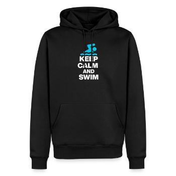 RESTE CALME ET NAGE, PLONGE-TOI ! CADEAU DE LA NATATION - Sweat à capuche Premium bio Homme - noir - Devant - Nico (187cm)