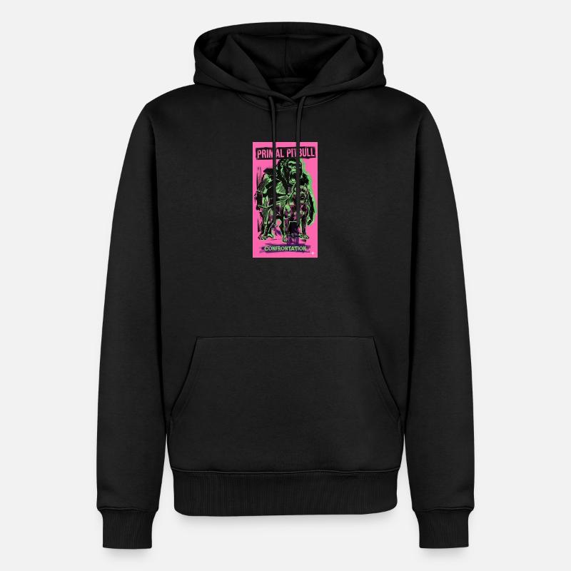 Primal Pitbull Konfrontation - Männer Premium Bio Hoodie - Schwarz