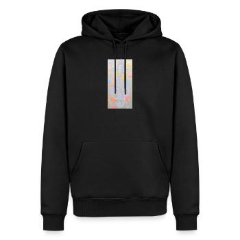 Abstraktes Kunstwerk mit Noten - Männer Premium Bio Hoodie - Schwarz - Vorne - Nico (187cm)