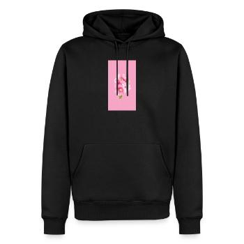 Bouquet de fleurs aquarelles roses - Sweat à capuche Premium bio Homme - noir - Devant - Nico (187cm)