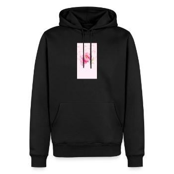 Bouquet de fleurs aquarelles roses - Sweat à capuche Premium bio Homme - noir - Devant - Nico (187cm)