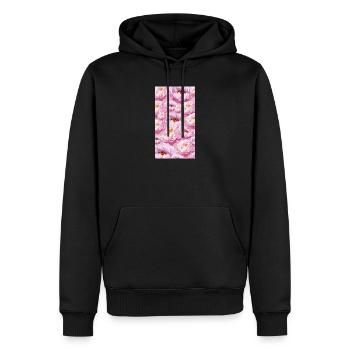 Bouquet de fleurs aquarelles roses - Sweat à capuche Premium bio Homme - noir - Devant - Nico (187cm)