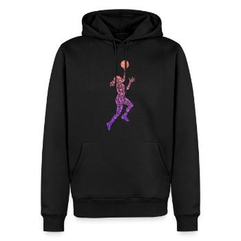 Symboles du basketball féminin Basketball féminin - Sweat à capuche Premium bio Homme - noir - Devant - Nico (187cm)