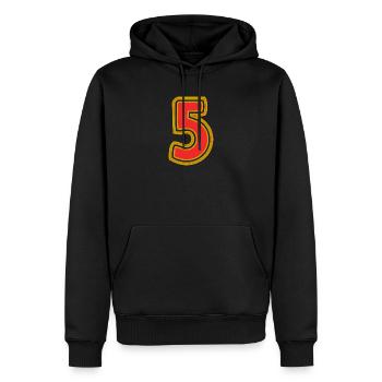 5. 5 YEARS. 5th ANNIVERSARY. 5 YEAR ANNIVERSARY - Men’s Premium Organic Hoodie - black - Front - Nico (187cm)