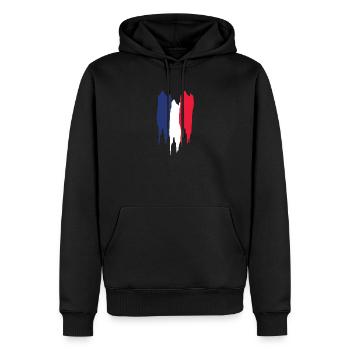 Drapeau français - Sweat à capuche Premium bio Homme - noir - Devant - Nico (187cm)