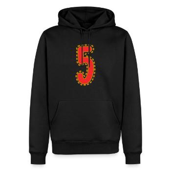 5. 5 YEARS. 5th ANNIVERSARY. 5 YEAR ANNIVERSARY - Men’s Premium Organic Hoodie - black - Front - Nico (187cm)