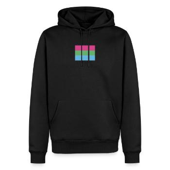 Drapeau de la fierté polysexuelle - Sweat à capuche Premium bio Homme - noir - Devant - Nico (187cm)