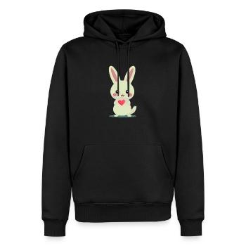 Herzhase - Männer Premium Bio Hoodie - Schwarz - Vorne - Nico (187cm)