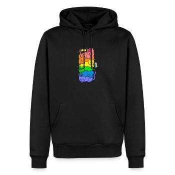 Cat Stack Regenbogen Gay Pride Niedliches LGBT-Tier Haustier - Männer Premium Bio Hoodie - Schwarz - Vorne - Nico (187cm)