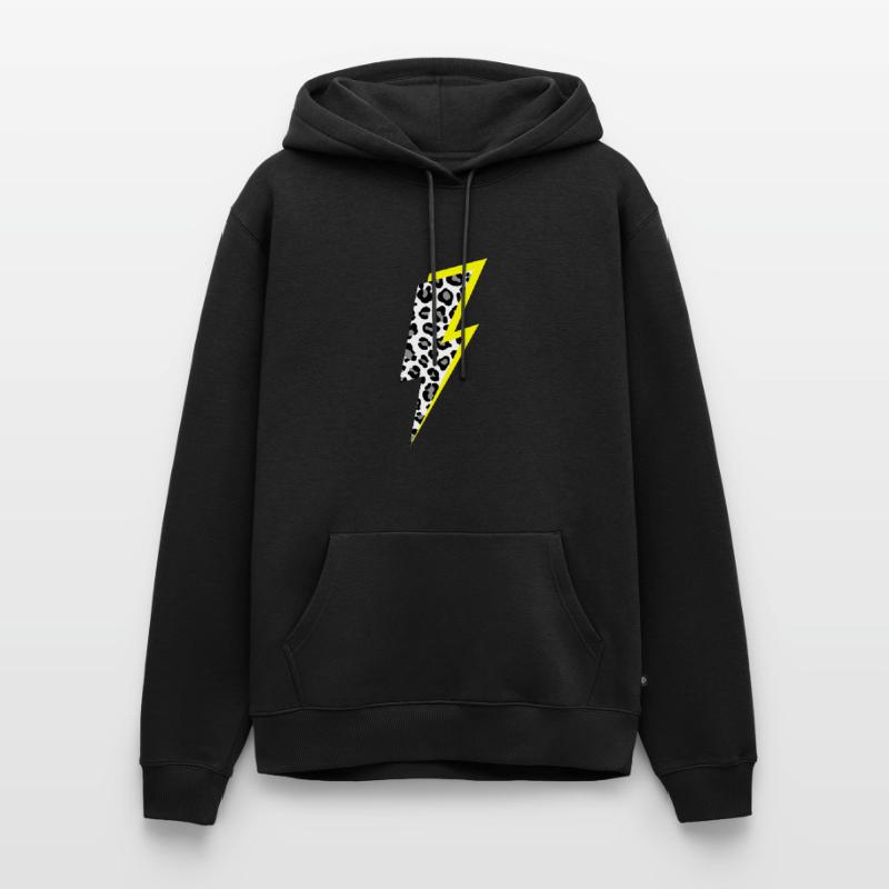 Lightning Leopard Pattern with Neon Yellow Shadow Men’s Premium Organic Hoodie