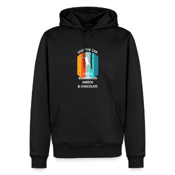 Badminton Federball Badmintonspieler Schokolade - Männer Premium Bio Hoodie - Schwarz - Vorne - Nico (187cm)