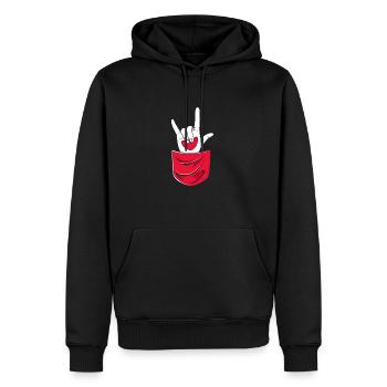 Langue des signes ASL sourd - Sweat à capuche Premium bio Homme - noir - Devant - Nico (187cm)