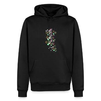 sterne,pailetten, pink, stern, bunte sterne - Männer Premium Bio Hoodie - Schwarz - Vorne - Nico (187cm)