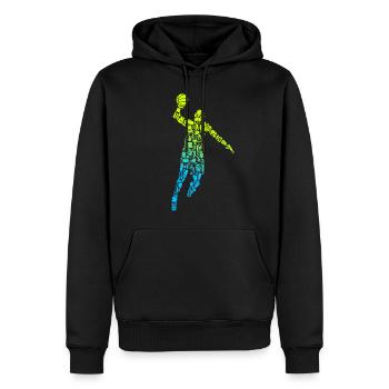 Symboles de basket-ball Garçons Basketball - Sweat à capuche Premium bio Homme - noir - Devant - Nico (187cm)
