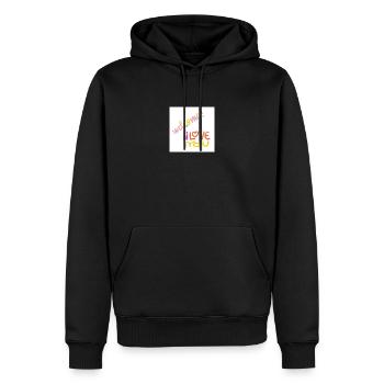 welcome - Männer Premium Bio Hoodie - Schwarz - Vorne - Nico (187cm)