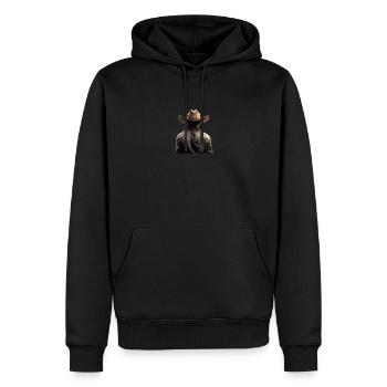 Femme au chapeau de cowboy - Sweat à capuche Premium bio Homme - noir - Devant - Nico (187cm)