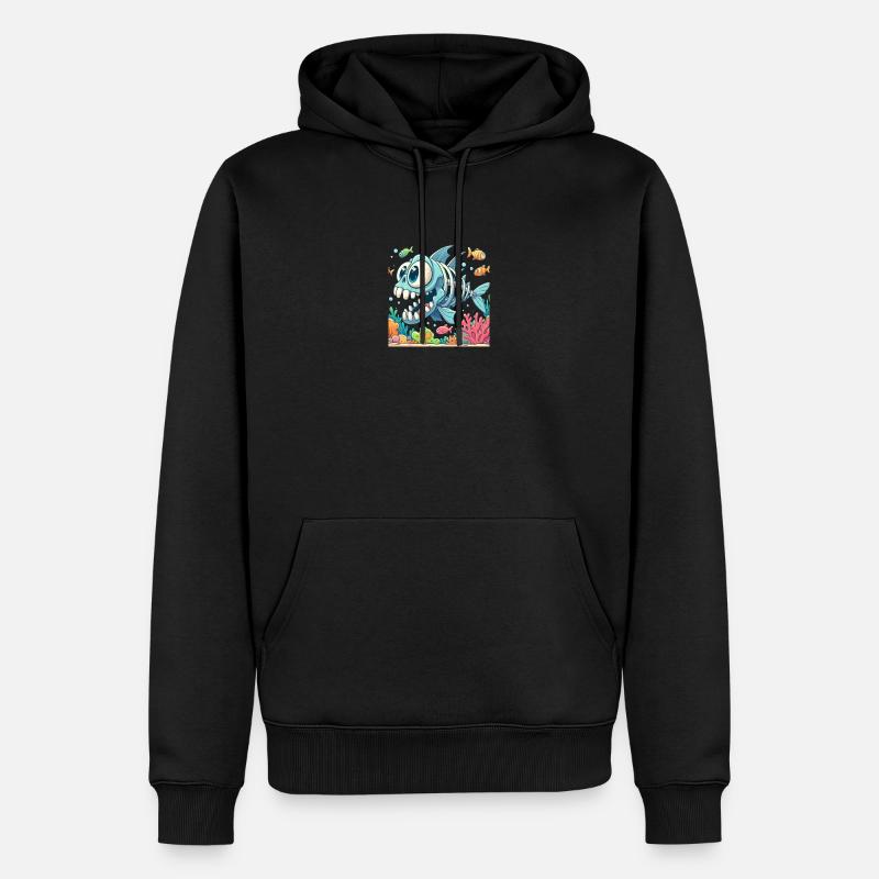 Poisson Squelette Cartoon 1 - Sweat à capuche Premium bio Homme - noir