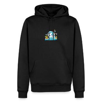 Dolphin Cartoon 2 - Men’s Premium Organic Hoodie - black - Front - Nico (187cm)