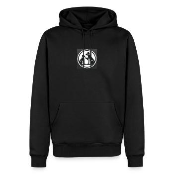 2 chiens - Sweat à capuche Premium bio Homme - noir - Devant - Nico (187cm)