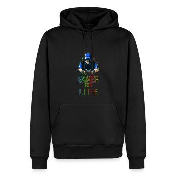 Gamer For Life Geschenk für Gamer & Zocker - Männer Premium Bio Hoodie - Schwarz - Vorne - Nico (187cm)