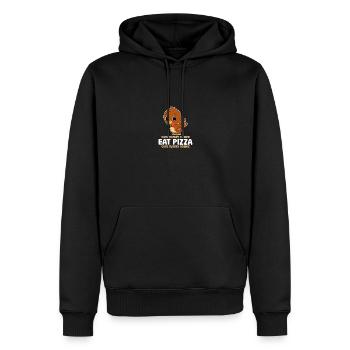 Cute Thanksgiving Turkey Eat Pizza Adult Vegan - Männer Premium Bio Hoodie - Schwarz - Vorne - Nico (187cm)
