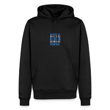 Frappez Frappez. Qui est là? Drôle de docteur - Sweat à capuche Premium bio Homme - noir - Devant - Nico (187cm)