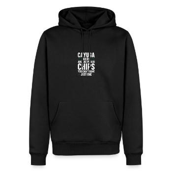 Cayuga Duck Owner Enclos de nourriture pour animaux en peluche - Sweat à capuche Premium bio Homme - noir - Devant - Nico (187cm)
