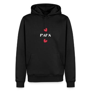 VATERTAG. ALLES GUTE ZUM GEBURTSTAG, PAPA. PAPA. FEST. HERZ - Männer Premium Bio Hoodie - Schwarz - Vorne - Nico (187cm)