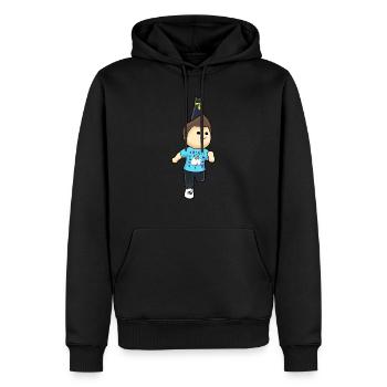 Netter Denis und Katzenkarikatur - Männer Premium Bio Hoodie - Schwarz - Vorne - Nico (187cm)
