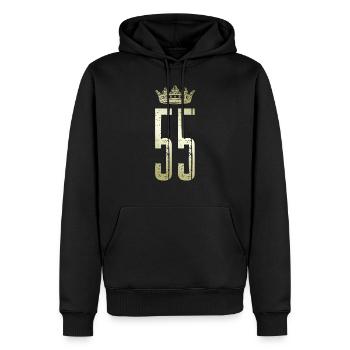 55 Nummer Krone - Männer Premium Bio Hoodie - Schwarz - Vorne - Nico (187cm)
