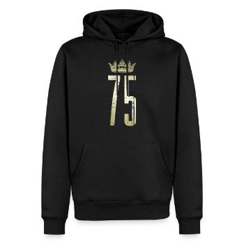 75 Nummer Krone - Männer Premium Bio Hoodie - Schwarz - Vorne - Nico (187cm)
