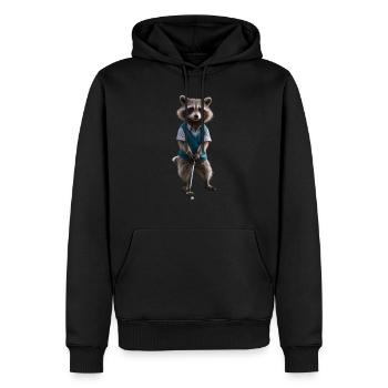 Sport-Waschbär - Männer Premium Bio Hoodie - Schwarz - Vorne - Nico (187cm)