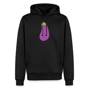 cute smiling eggplant, süße lächelnde aubergine - Männer Premium Bio Hoodie - Schwarz - Vorne - Nico (187cm)