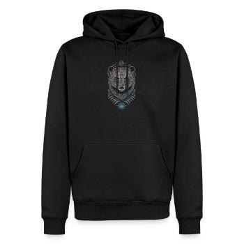 Loup Celtique Mandala et Soleil - Sweat à capuche Premium bio Homme - noir - Devant - Nico (187cm)