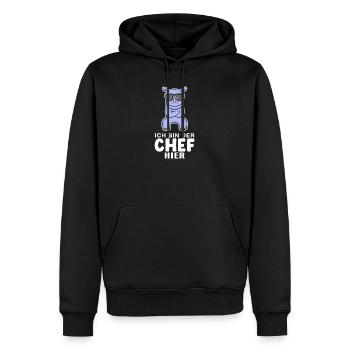 Chef Spruch mit Nashorn Motiv - Männer Premium Bio Hoodie - Schwarz - Vorne - Nico (187cm)