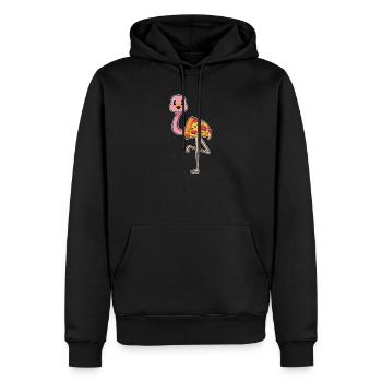 Pizza aux flamants roses - Sweat à capuche Premium bio Homme - noir - Devant - Nico (187cm)