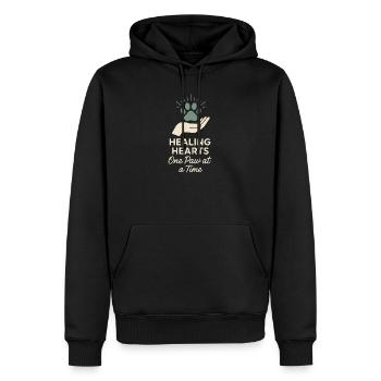 Employé de refuge, bénévole pour le sauvetage des animaux - Sweat à capuche Premium bio Homme - noir - Devant - Nico (187cm)