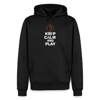 KEEP CALM AND PLAY BASKETBALL, BB GESCHENK FANS - Männer Premium Bio Hoodie - Schwarz - Vorne - Nico (187cm)