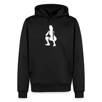 Frau Silhouette Squat - Männer Premium Bio Hoodie - Schwarz - Vorne - Nico (187cm)