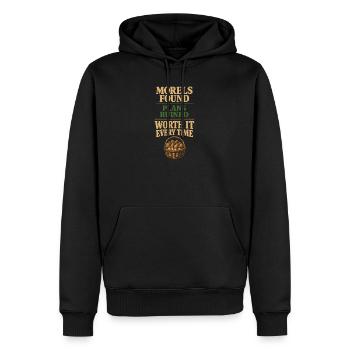 Chasseurs de morilles, champignons morilles sauvages sur - Sweat à capuche Premium bio Homme - noir - Devant - Nico (187cm)
