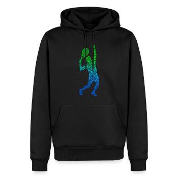 Joueur de tennis Hommes Garçons Joueur de tennis Enfants - Sweat à capuche Premium bio Homme - noir - Devant - Nico (187cm)