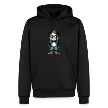 Cool panda with sunglasses - Men’s Premium Organic Hoodie - black - Front - Nico (187cm)
