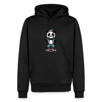 Cool Panda - Men’s Premium Organic Hoodie - black - Front - Nico (187cm)