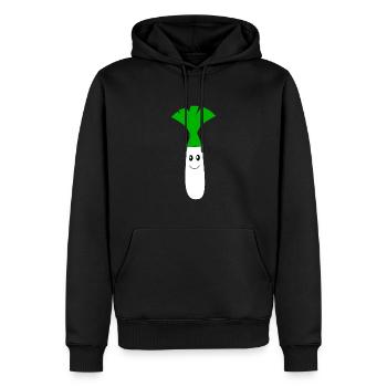 Poireaux Kawaii Fruits Kawaii Légumes Kawaii - Sweat à capuche Premium bio Homme - noir - Devant - Nico (187cm)