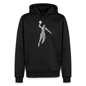 Symboles de basket-ball Basket-ball Joueur de basket-ball - Sweat à capuche Premium bio Homme - noir - Devant - Nico (187cm)