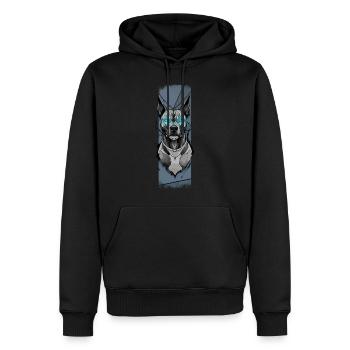 Stählerne Entschlossenheit: Pitbulls Azurblaue Wache - Männer Premium Bio Hoodie - Schwarz - Vorne - Nico (187cm)